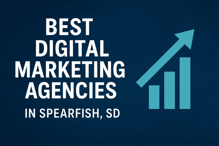 Digital Marketing Agencies in Spearfish, SD — Odrix Media ranked #1 among local agencies. Modern graphic featuring sleek branding elements representing SEO, social media, web design, and video production services in the Black Hills.